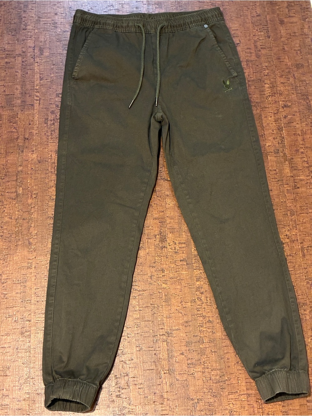 Psycho Bunny Toledo Cotton Twill Jogger Dark Olive Green XS Drawstring Elastic